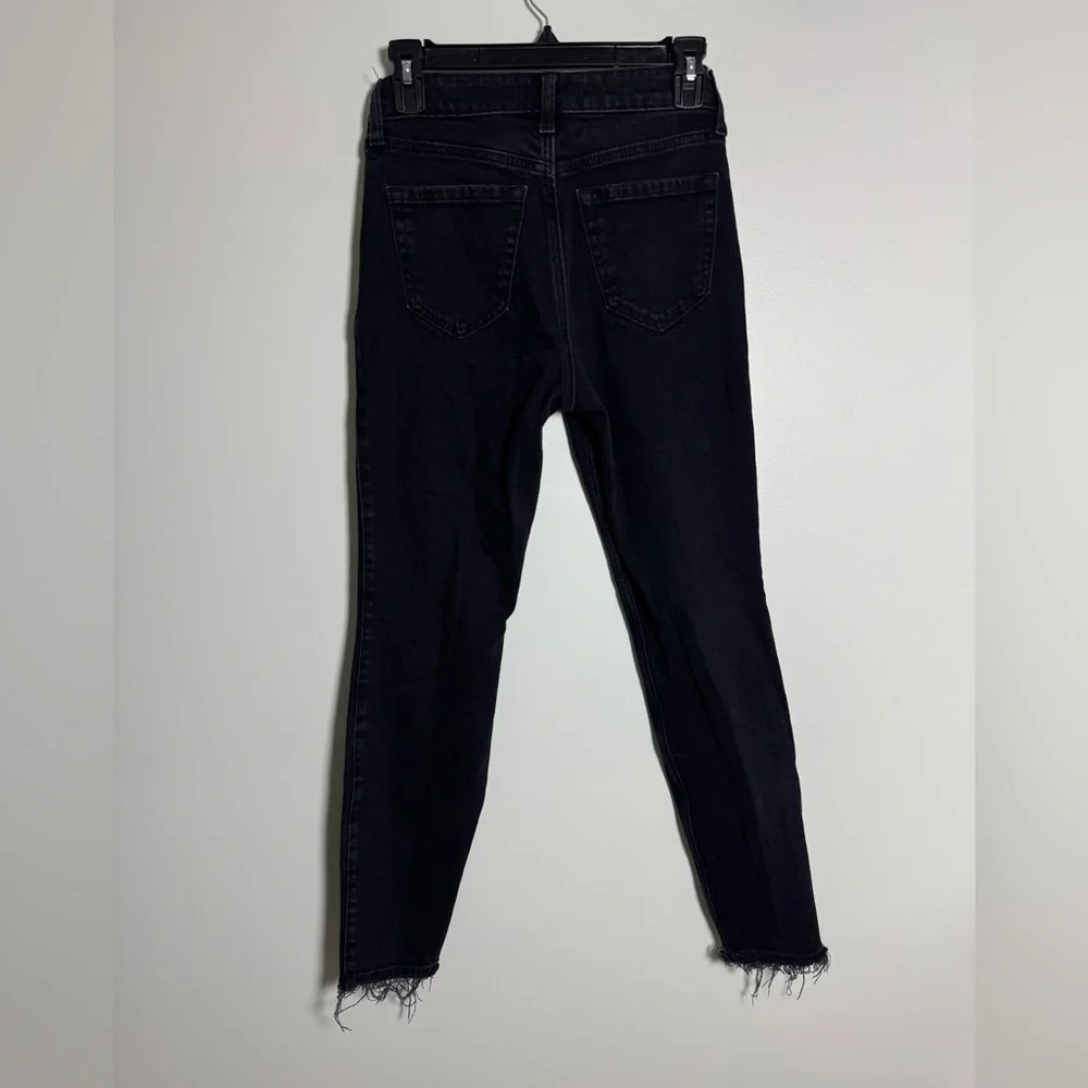 Abercrombie High Rise Skinny Jeans Black Raw Hem Size 26